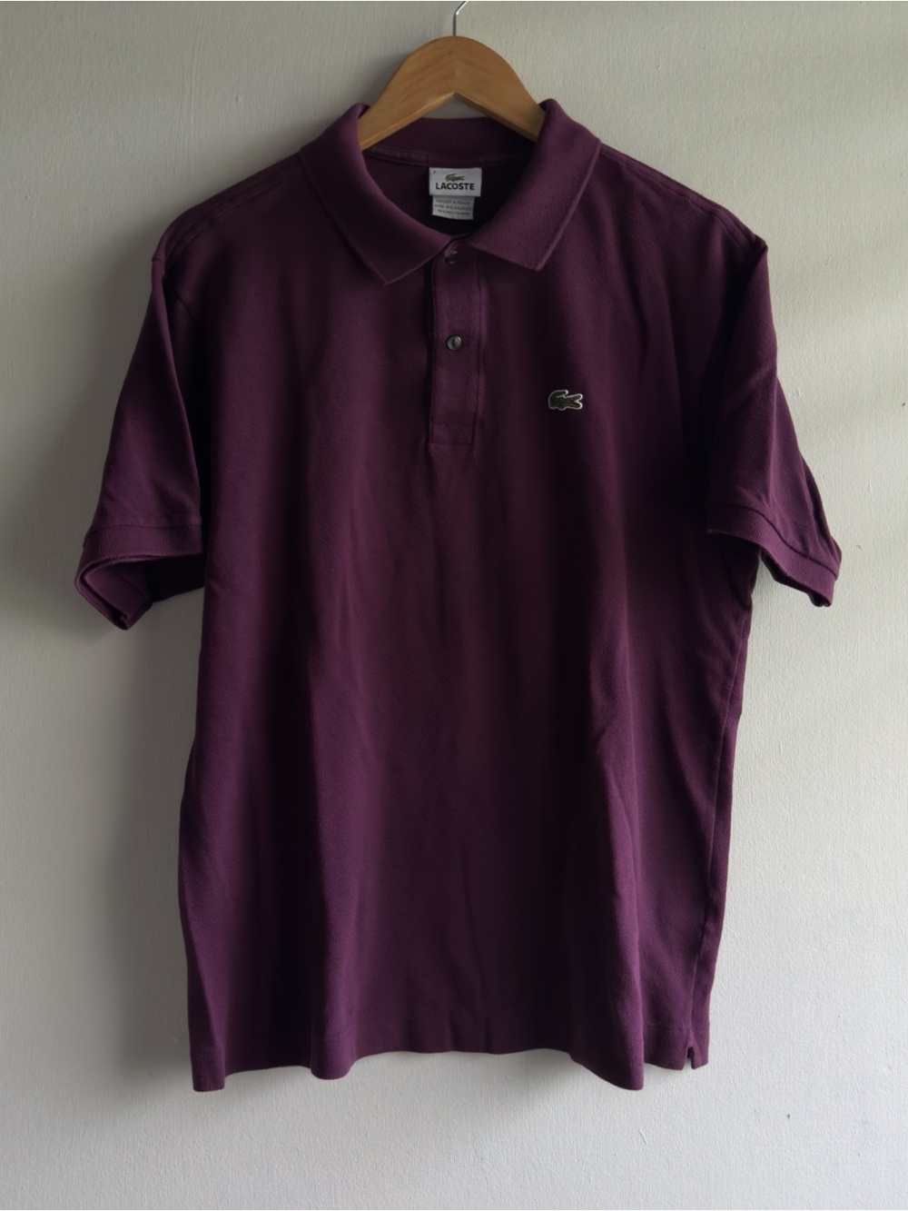 Lacoste Purple Cotton Polo Shirt Men’s Size 6 Large Classic Crocodile Logo Short